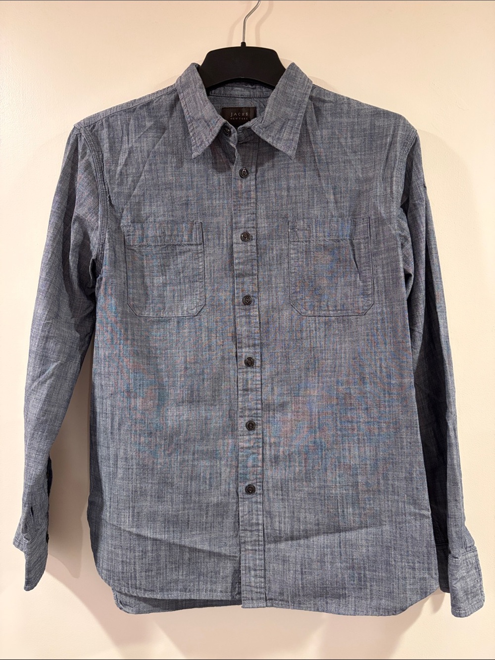 Jachs Men's Casual Long-Sleeve Button-Down Shirt in Light Blue Heather
